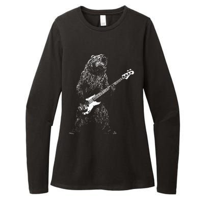 Bear Playing Bass Guitar For Men Animal Playing Guitar Womens CVC Long Sleeve Shirt