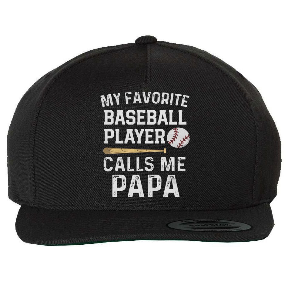 Baseball Papa Wool Snapback Cap