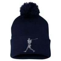 Baseball Player Batter Pom Pom 12in Knit Beanie