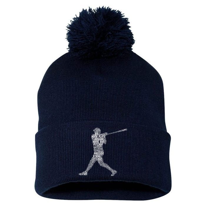 Baseball Player Batter Pom Pom 12in Knit Beanie