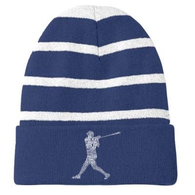 Baseball Player Batter Striped Beanie with Solid Band