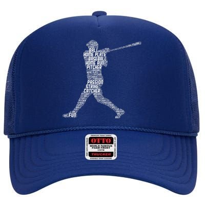 Baseball Player Batter High Crown Mesh Back Trucker Hat