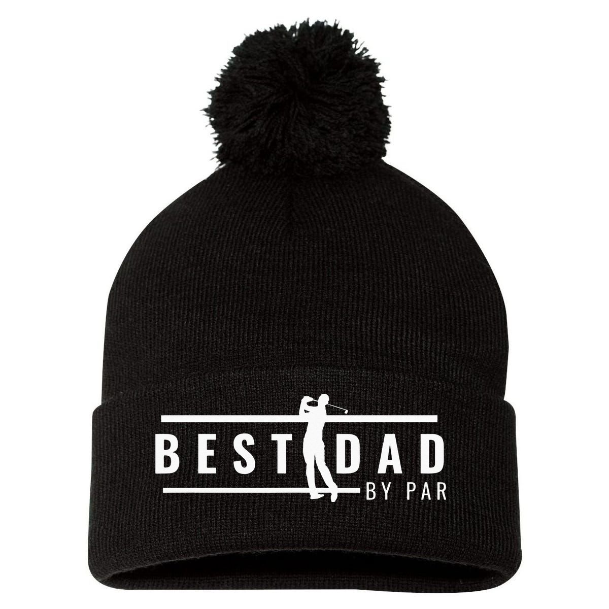 Best Papa By Par Father's Day Golf Gift Grandpa Pom Pom 12in Knit Beanie