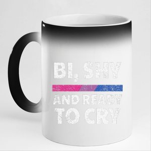 Bisexual Pride Bi, Shy And Ready To Cry 11oz Black Color Changing Mug