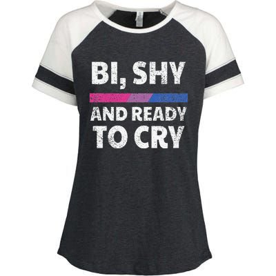 Bisexual Pride Bi, Shy And Ready To Cry Enza Ladies Jersey Colorblock Tee