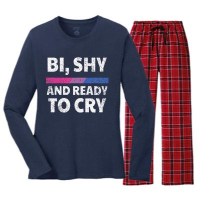 Bisexual Pride Bi, Shy And Ready To Cry Women's Long Sleeve Flannel Pajama Set 