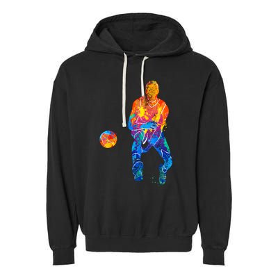 Basketball Player Basketballer Vintage Bball Graphic Garment-Dyed Fleece Hoodie