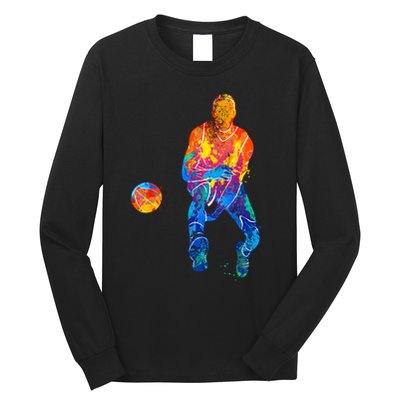 Basketball Player Basketballer Vintage Bball Graphic Long Sleeve Shirt