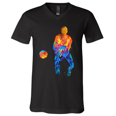 Basketball Player Basketballer Vintage Bball Graphic V-Neck T-Shirt
