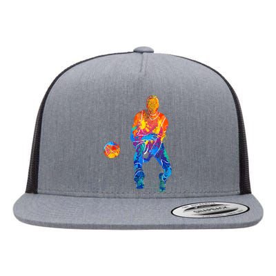 Basketball Player Basketballer Vintage Bball Graphic Flat Bill Trucker Hat