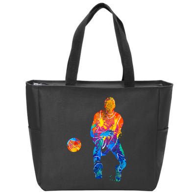Basketball Player Basketballer Vintage Bball Graphic Zip Tote Bag