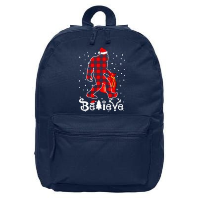 Buffalo Plaid Believe Bigfoot Santa Hat Christmas 16 in Basic Backpack