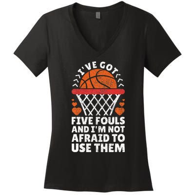 Basketball Player Boy Girl Basketball Lover Funny Basketball Women's V-Neck T-Shirt