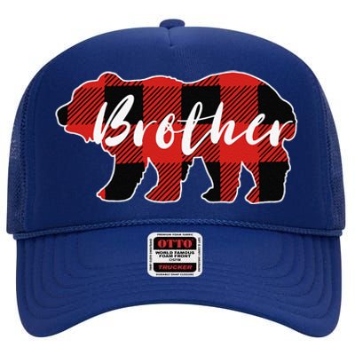 Buffalo Plaid Brother Bear Fathers Day Gifts High Crown Mesh Back Trucker Hat