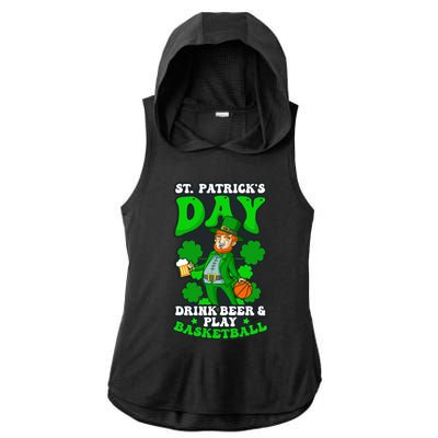 Beer Play Basketball Design St Patricks Basketball Gift Ladies PosiCharge Tri-Blend Wicking Draft Hoodie Tank