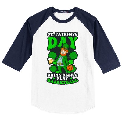 Beer Play Basketball Design St Patricks Basketball Gift Baseball Sleeve Shirt