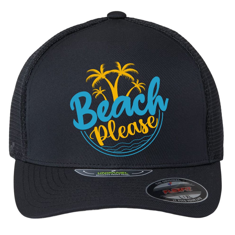 Beach Please Flexfit Unipanel Trucker Cap