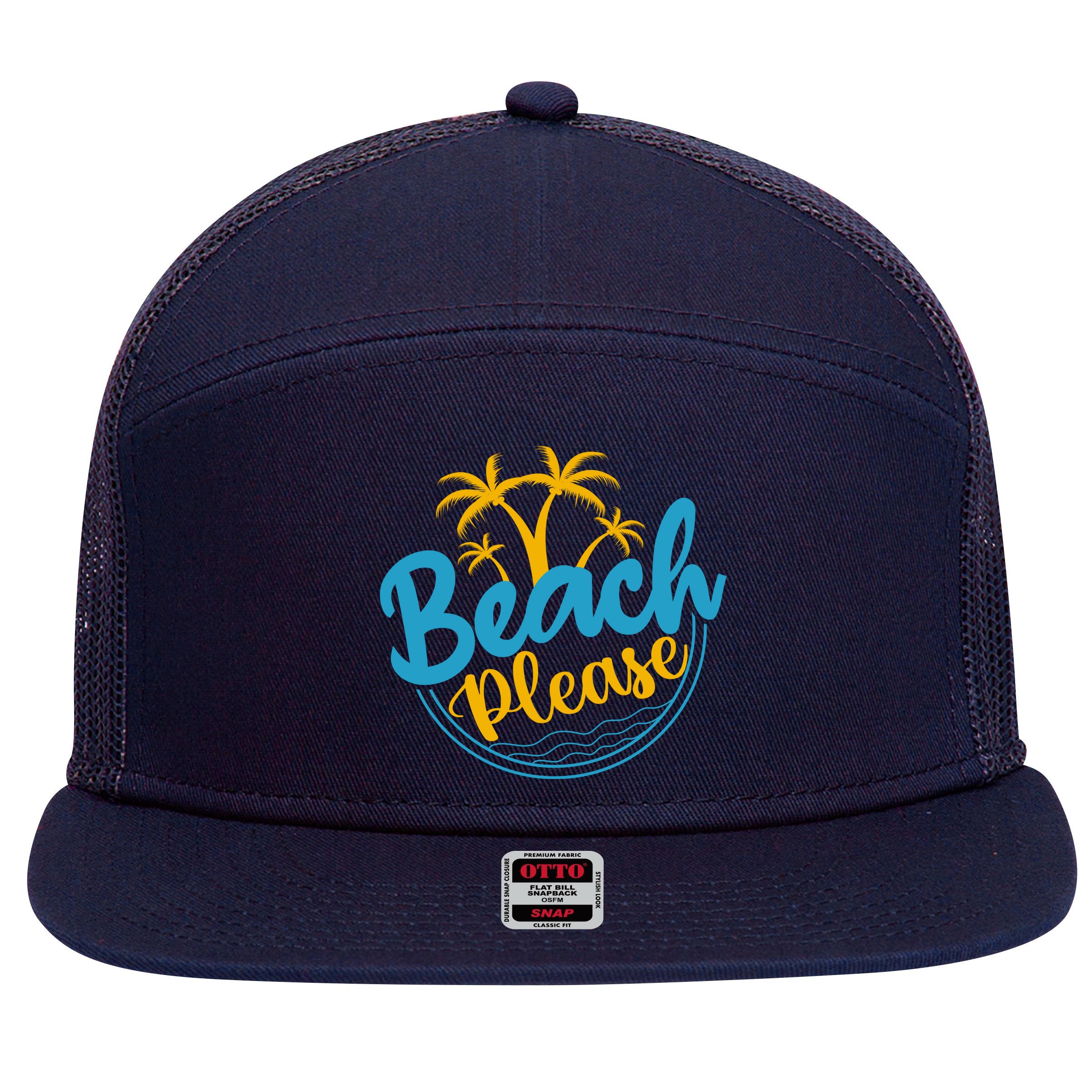 Beach Please 7 Panel Mesh Trucker Snapback Hat