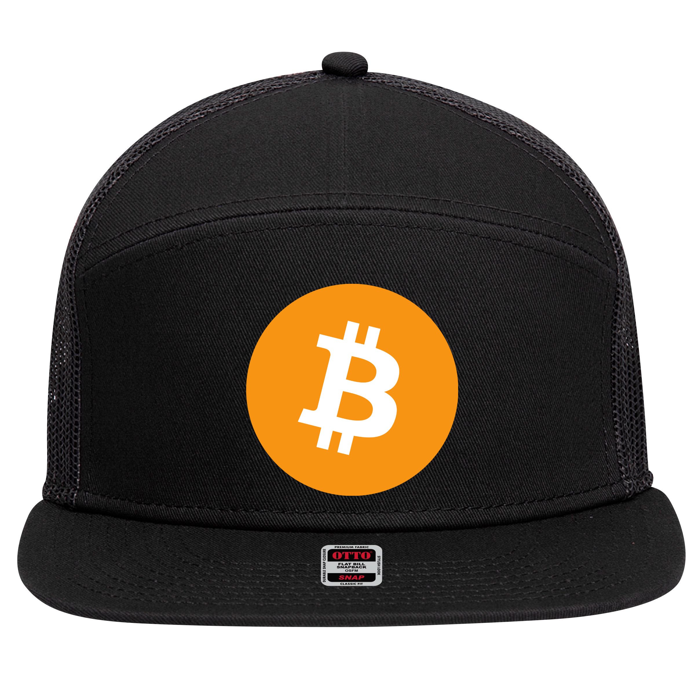 Bitcoin Pocket 7 Panel Mesh Trucker Snapback Hat