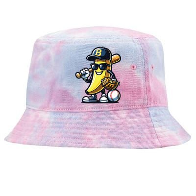 Banana Playing Baseball Fruit Lover Baseball Player Tie-Dyed Bucket Hat