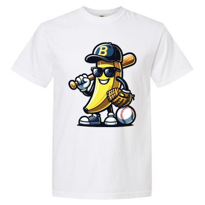 Banana Playing Baseball Fruit Lover Baseball Player Garment-Dyed Heavyweight T-Shirt