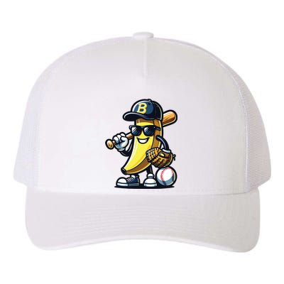 Banana Playing Baseball Fruit Lover Baseball Player Yupoong Adult 5-Panel Trucker Hat