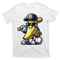 Banana Playing Baseball Fruit Lover Baseball Player T-Shirt