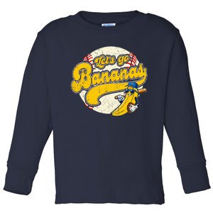 Banana Playing Baseball Team Player Game Day Toddler Long Sleeve Shirt