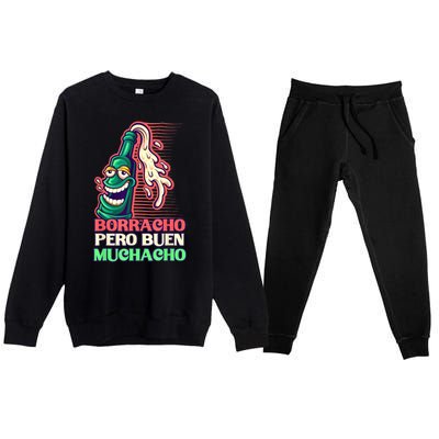 Borracho Pero Buen Muchacho Premium Crewneck Sweatsuit Set