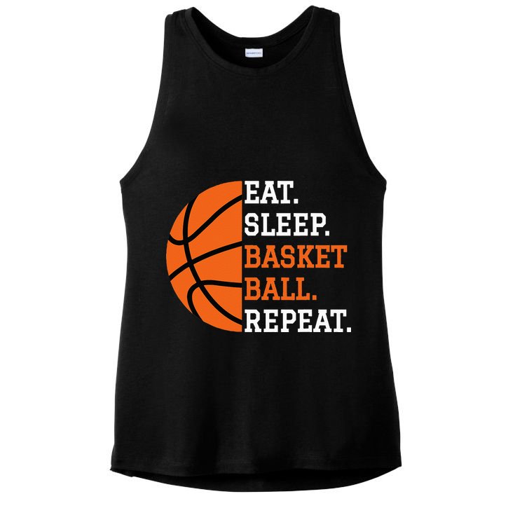 Basketball Player Boy Eat Sleep Basketball Repeat Ladies PosiCharge Tri-Blend Wicking Tank
