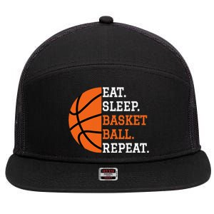 Basketball Player Boy Eat Sleep Basketball Repeat 7 Panel Mesh Trucker Snapback Hat