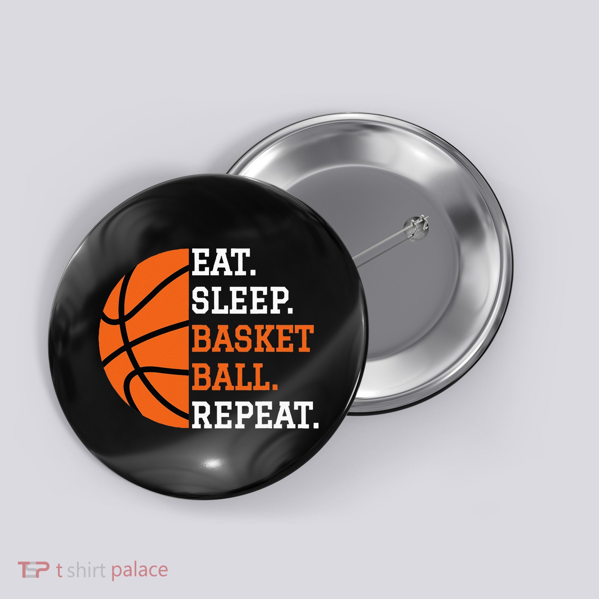 Basketball Player Boy Eat Sleep Basketball Repeat Button
