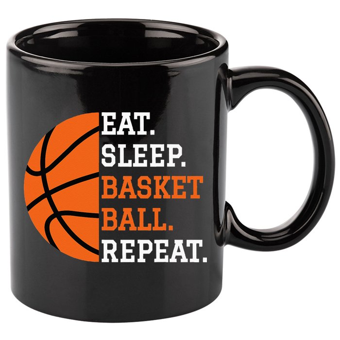 Basketball Player Boy Eat Sleep Basketball Repeat 11oz C Handle Ceramic Mug