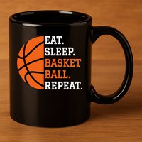 Basketball Player Boy Eat Sleep Basketball Repeat 11oz C Handle Ceramic Mug