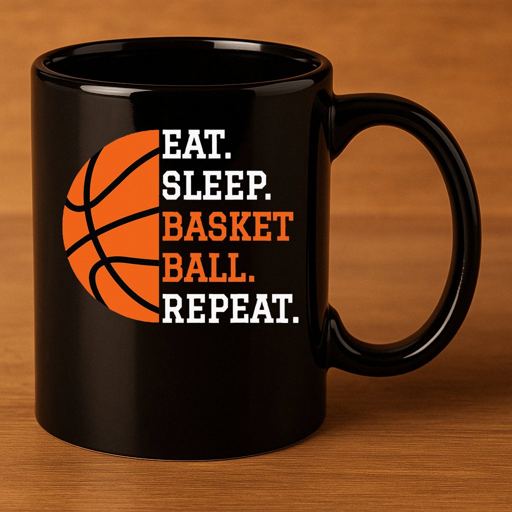 Basketball Player Boy Eat Sleep Basketball Repeat 11oz C Handle Ceramic Mug