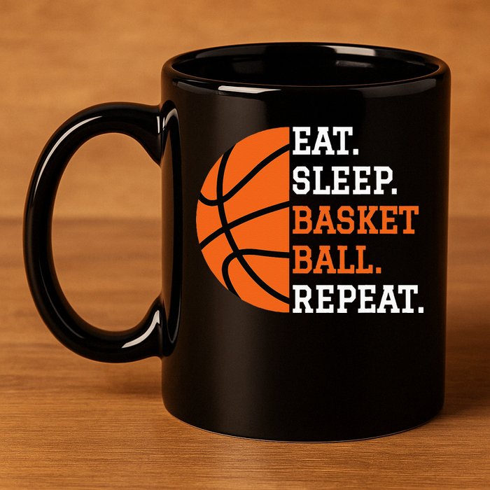 Basketball Player Boy Eat Sleep Basketball Repeat 11oz C Handle Ceramic Mug