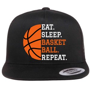 Basketball Player Boy Eat Sleep Basketball Repeat Flat Bill Trucker Hat