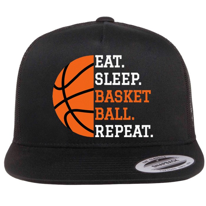 Basketball Player Boy Eat Sleep Basketball Repeat Flat Bill Trucker Hat