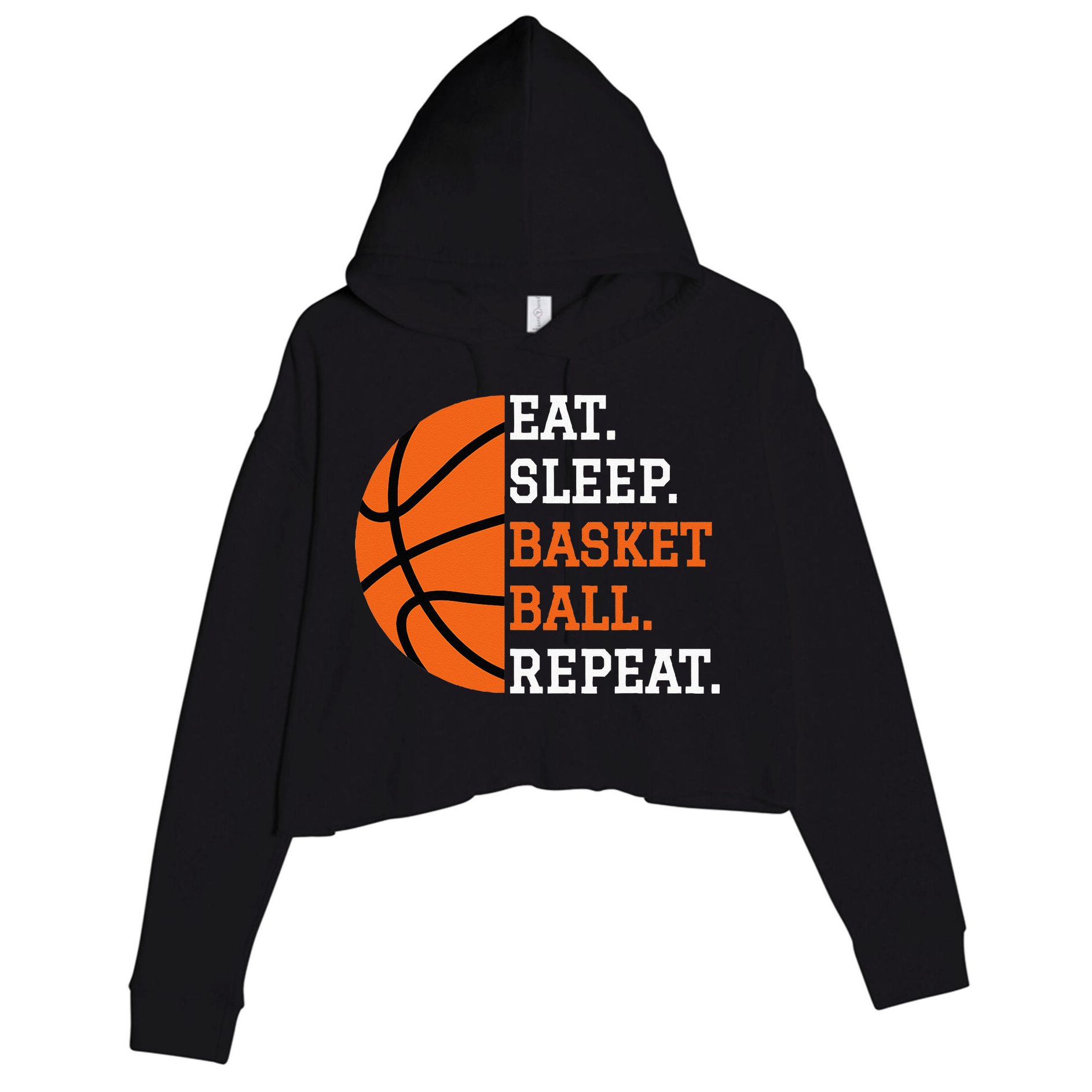 Basketball Player Boy Eat Sleep Basketball Repeat Crop Fleece Hoodie