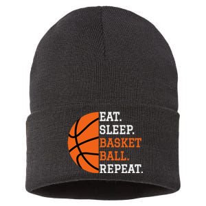 Basketball Player Boy Eat Sleep Basketball Repeat Sustainable Knit Beanie