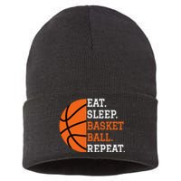 Basketball Player Boy Eat Sleep Basketball Repeat Sustainable Knit Beanie