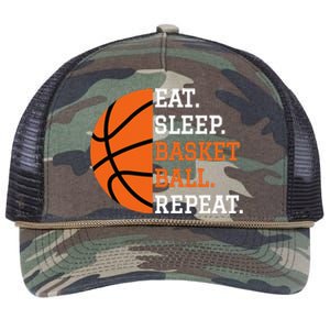 Basketball Player Boy Eat Sleep Basketball Repeat Retro Rope Trucker Hat Cap