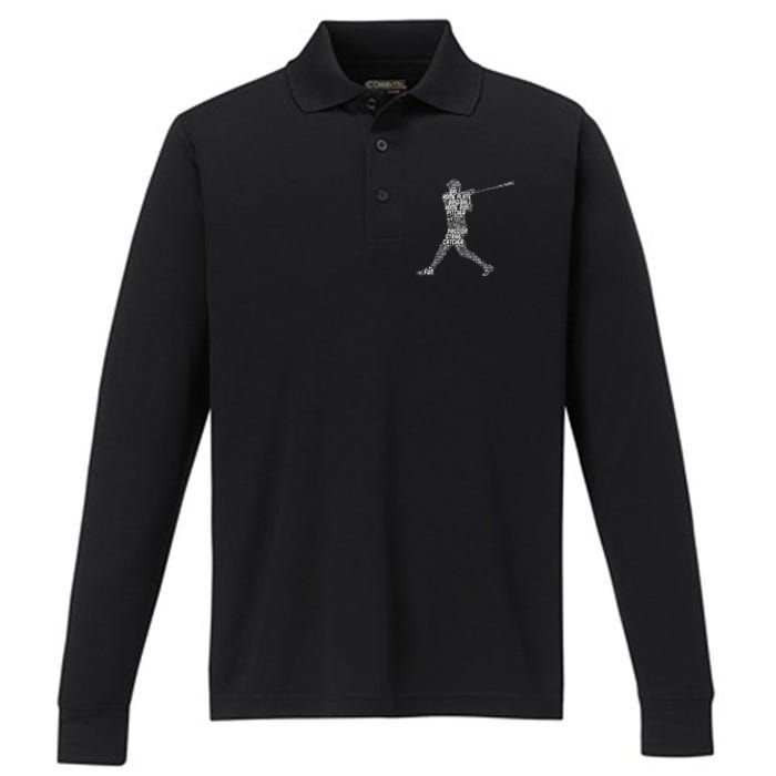 Baseball Player Batter Performance Long Sleeve Polo