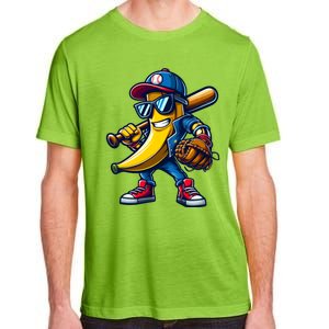 Banana Playing Baseball Fruit Lover Funny Baseball Player Gift Adult ChromaSoft Performance T-Shirt