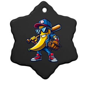 Banana Playing Baseball Fruit Lover Funny Baseball Player Gift Ceramic Star Ornament