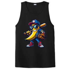 Banana Playing Baseball Fruit Lover Funny Baseball Player Gift PosiCharge Competitor Tank