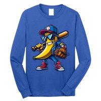 Banana Playing Baseball Fruit Lover Funny Baseball Player Gift Long Sleeve Shirt