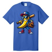 Banana Playing Baseball Fruit Lover Funny Baseball Player Gift Tall T-Shirt