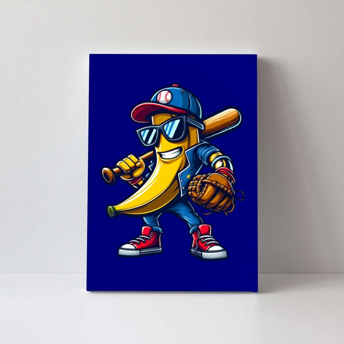 Banana Playing Baseball Fruit Lover Funny Baseball Player Gift Canvas