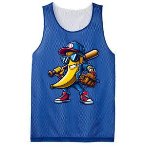 Banana Playing Baseball Fruit Lover Funny Baseball Player Gift Mesh Reversible Basketball Jersey Tank